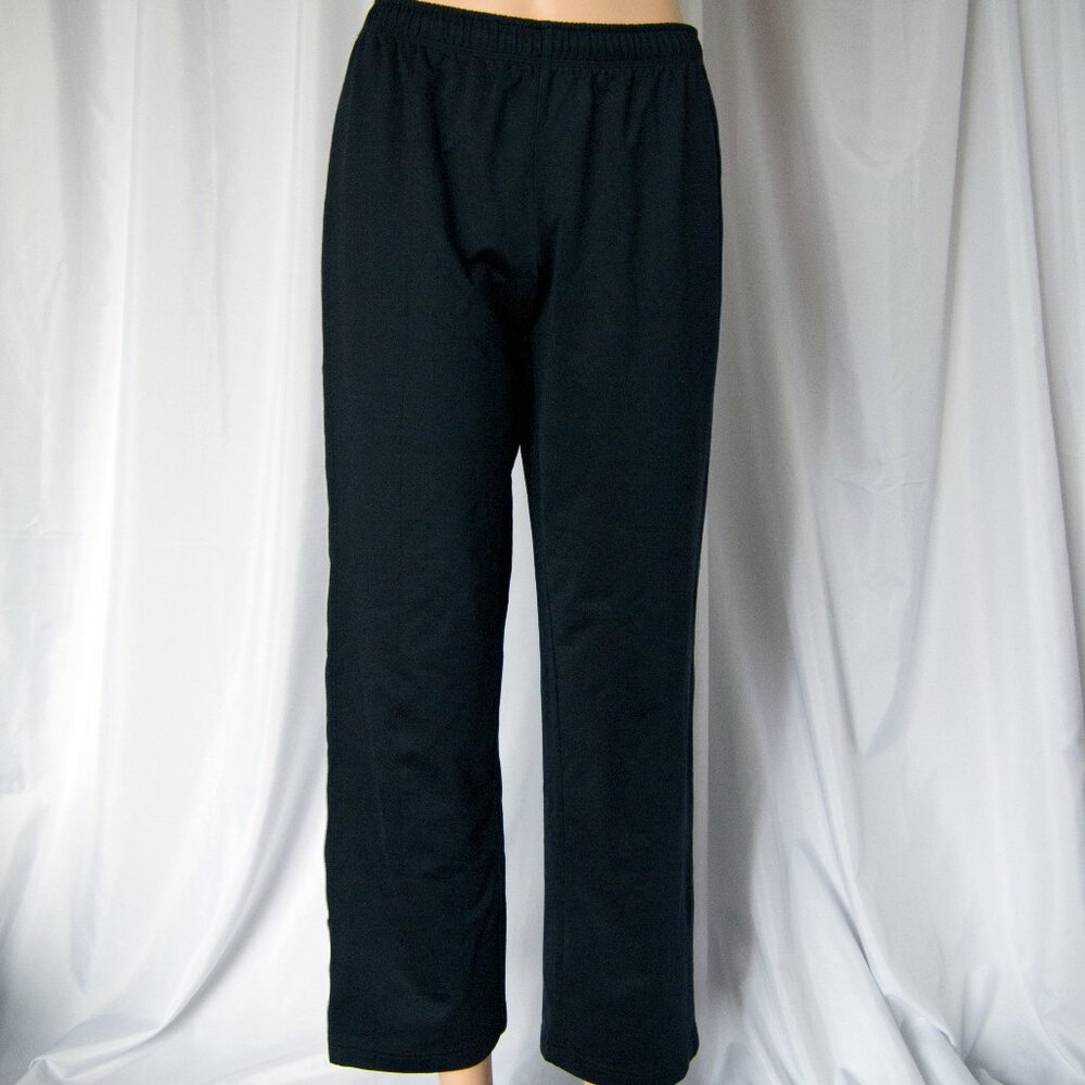 Black Workout Pants with Purple Trim Side Stripe Size Small Straight Leg